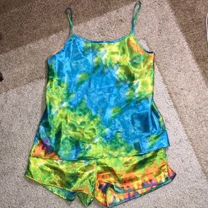 tie dye silk pajama set